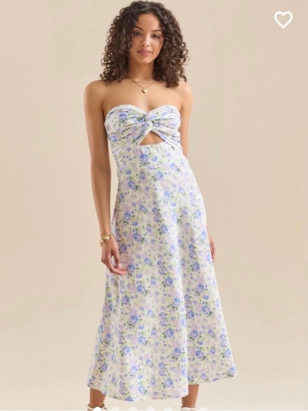Altar'd State White Floral Maxi Dress with Lavender & Green Print
